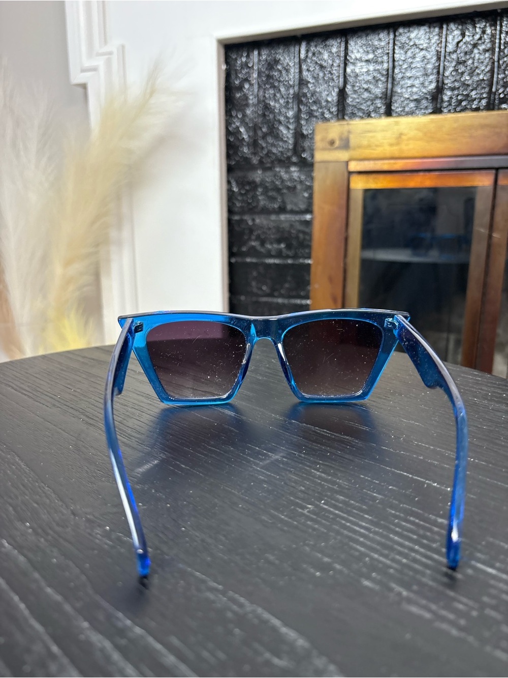 Women’s Blue Transparent Square Sunglasses - Fashion Accessory - Picture 4 of 4